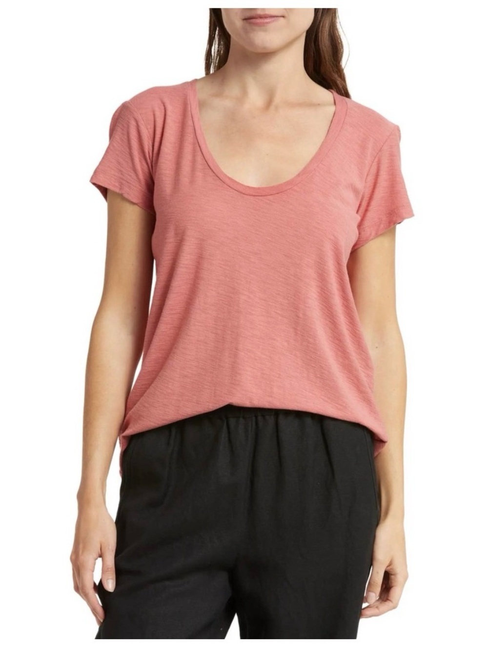 NWOT James Perse Deep V-Neck in Strawberry Short Sleeve T-shirt Size 1 (Small)